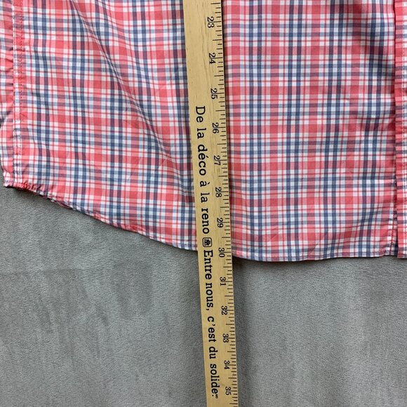 Vineyard Vines Performance Mens Whale Shirt XL Pink Blue Plaid Button Up Classic - Picture 10 of 11